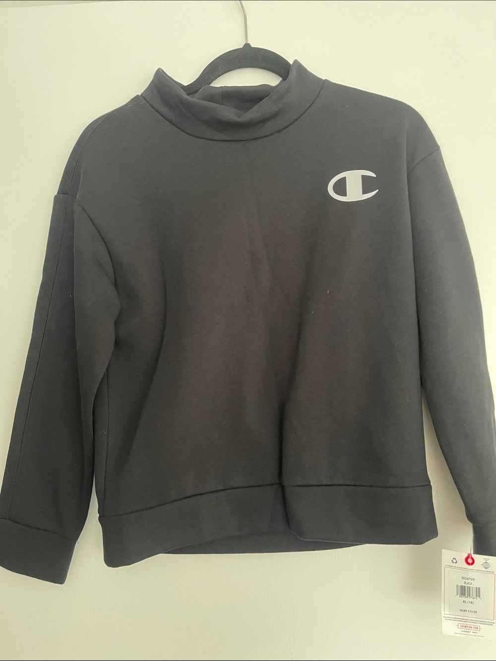 Champion Black Pullover Sweatshirt with White Logo